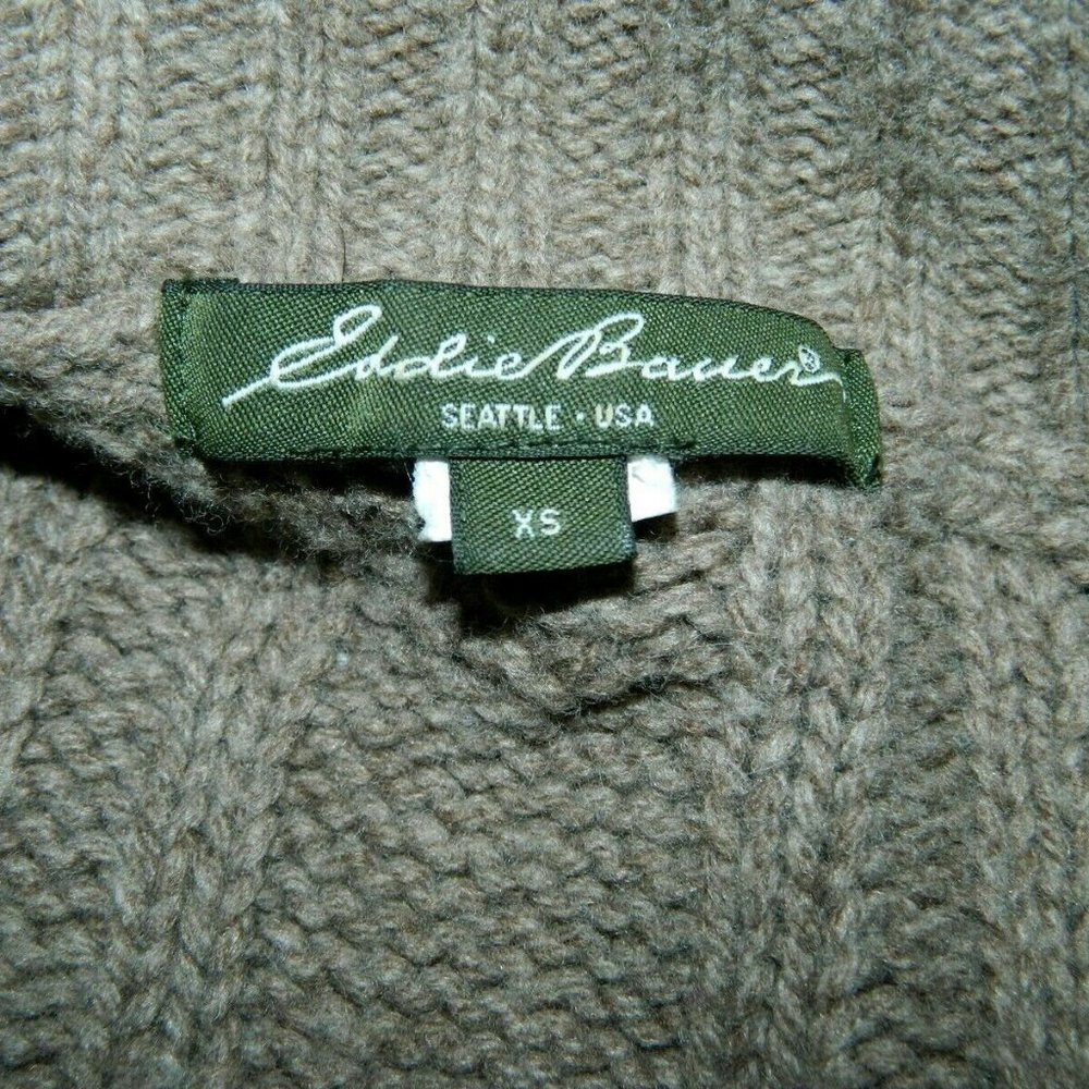 Eddie Bauer Knit Turtle neck Cardigan Sweater Short Sleeve Brown Womens XS - Picture 3 of 10